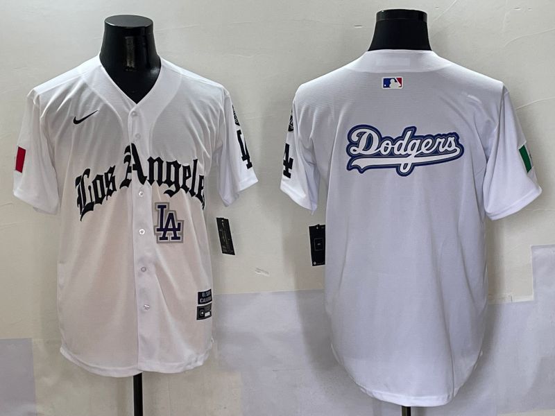Men Los Angeles Dodgers Blank White Five generations Joint Name 2025 Nike MLB Jersey style 21